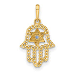 10K Polished CZ Evil Eye Hamsa Charm - Product Photo