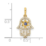 10K Polished CZ Evil Eye Hamsa Charm - Product Photo