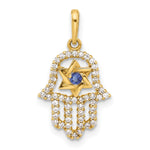 10K Polished CZ Evil Eye Hamsa Charm - Product Photo