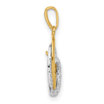 10K Two-tone Polished CZ Hearts Charm - Product Photo