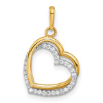 10K Two-tone Polished CZ Hearts Charm - Product Photo
