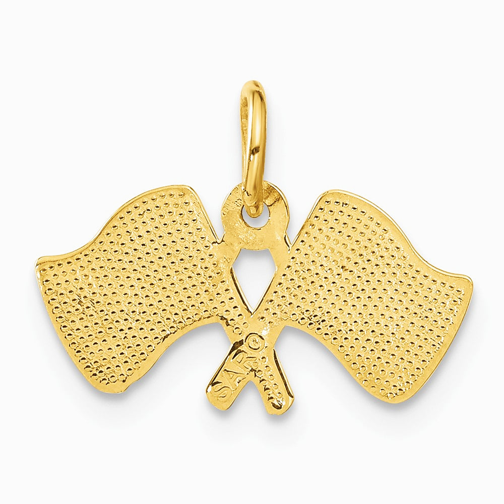 10K / 14K Yellow Gold Racing Flags Charm - Product Photo