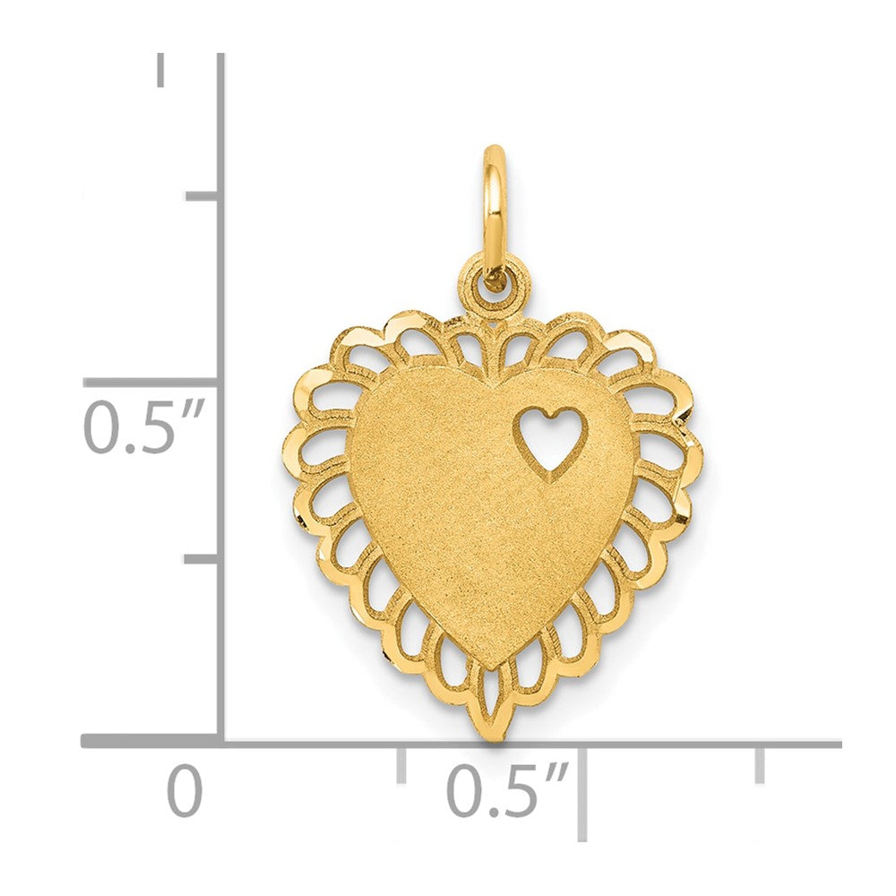 10K Yellow Gold Heart Charm - Product Photo
