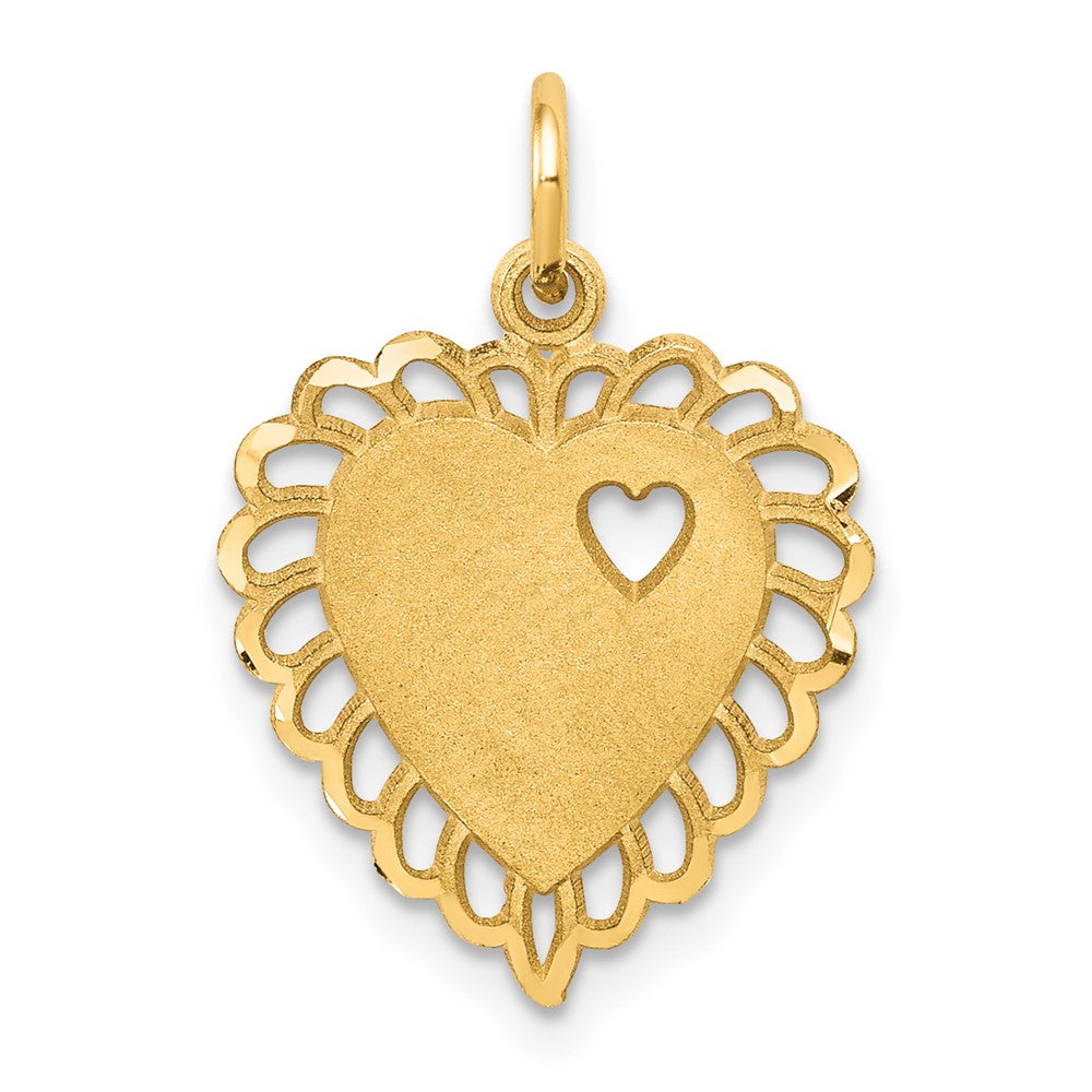 10K Yellow Gold Heart Charm - Product Photo