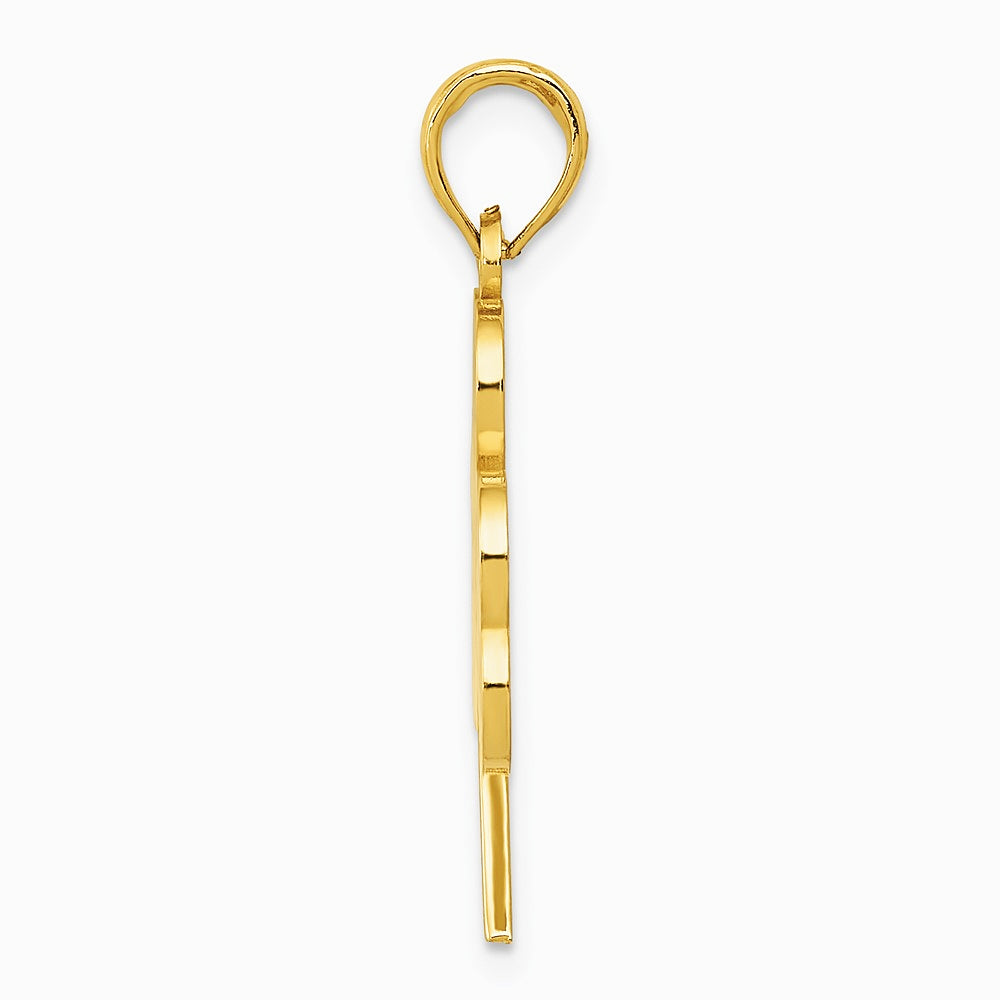 10K / 14K Yellow Gold Green Enameled Shamrock Pendant - Product Photo