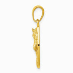 10K / 14K Yellow Gold Solid Polished Horse Head in Horseshoe Pendant - Product Photo