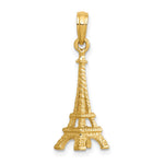 10K / 14K Yellow Gold Solid Polished 3-D Eiffel Tower Charm - Product Photo