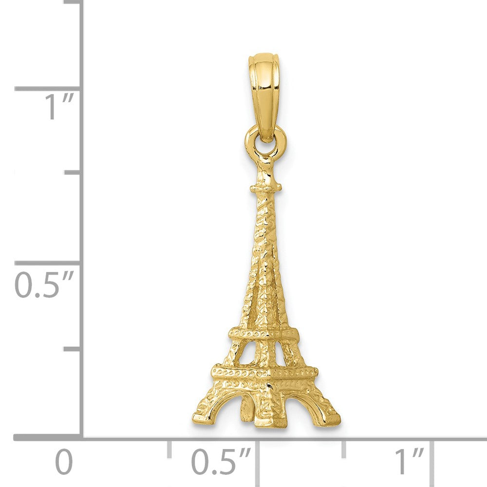 10K / 14K Yellow Gold Solid Polished 3-D Eiffel Tower Charm - Product Photo