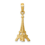 10K / 14K Yellow Gold Solid Polished 3-D Eiffel Tower Charm - Product Photo