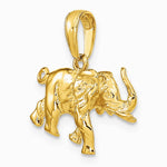 10K / 14K Yellow Gold Polished 3-D Elephant Pendant - Product Photo