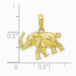 10K / 14K Yellow Gold Polished 3-D Elephant Pendant - Product Photo