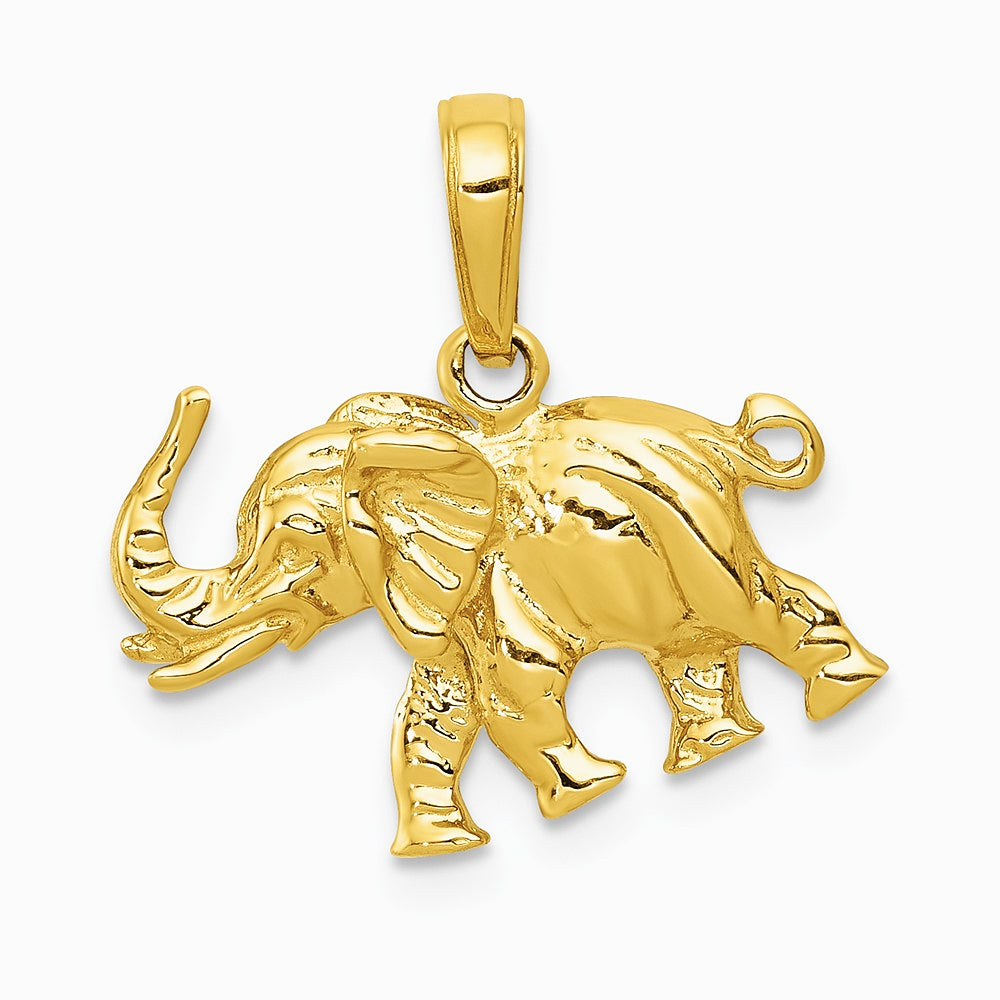 10K / 14K Yellow Gold Polished 3-D Elephant Pendant - Product Photo
