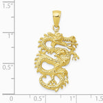 10K / 14K Yellow Gold Solid 3-D Dragon Pendant - Product Photo
