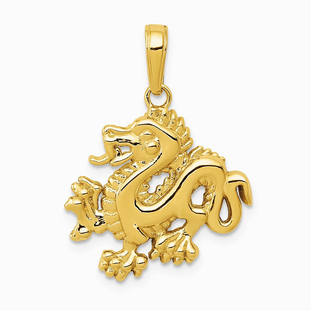 10K / 14K Yellow Gold Dragon Pendant - Product Photo