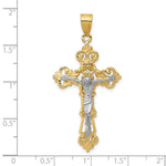 10K / 14K Two-tone INRI Fleur De Lis Crucifix Pendant - Product Photo