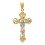 10K / 14K Two-tone INRI Fleur De Lis Crucifix Pendant - Product Photo