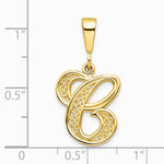 10K Yellow Gold Filigree Initial C Pendant - Product Photo