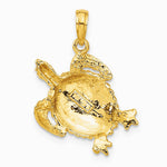 10K / 14K Yellow Gold Solid Polished Open-Backed Turtle Pendant - Product Photo
