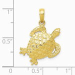 10K / 14K Yellow Gold Solid Polished Open-Backed Turtle Pendant - Product Photo