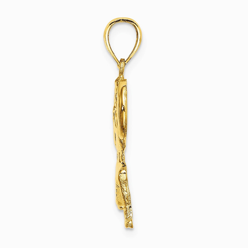 10K / 14K Yellow Gold Solid Polished Weightlifter Charm - Product Photo