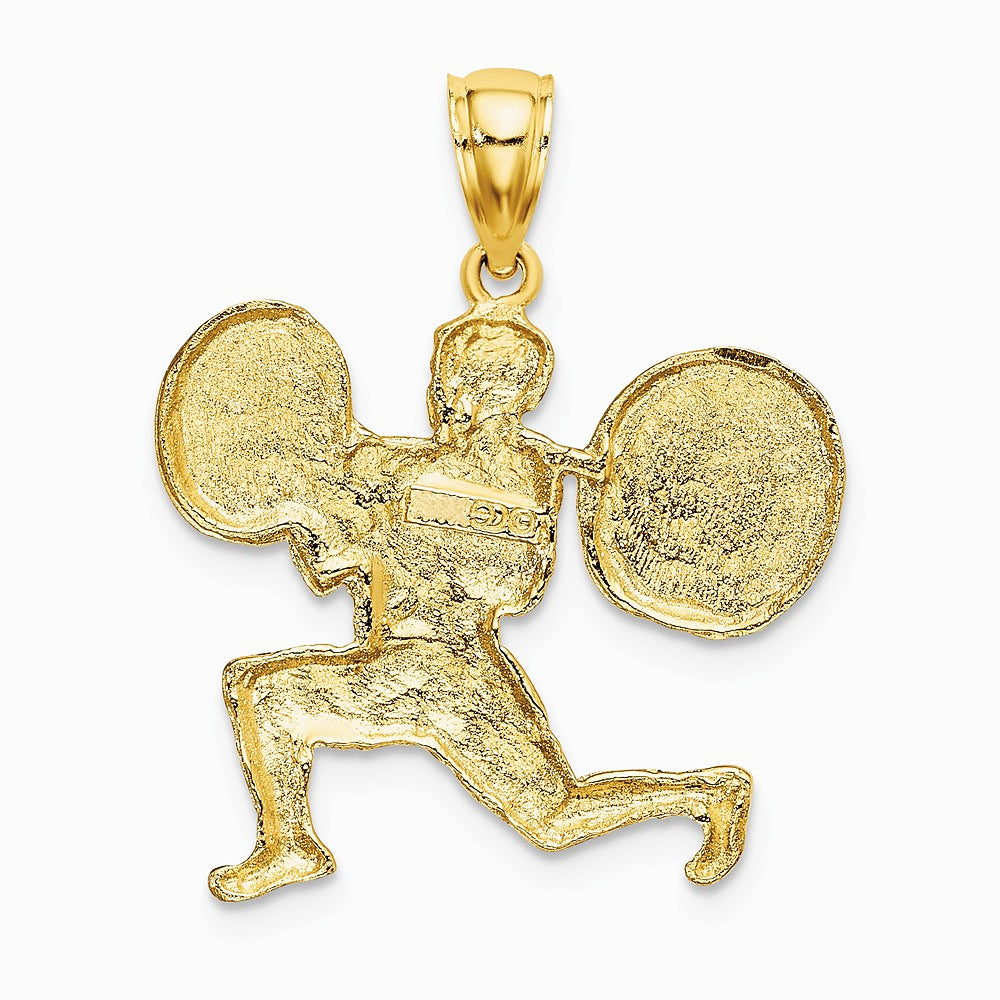 10K / 14K Yellow Gold Solid Polished Weightlifter Charm - Product Photo