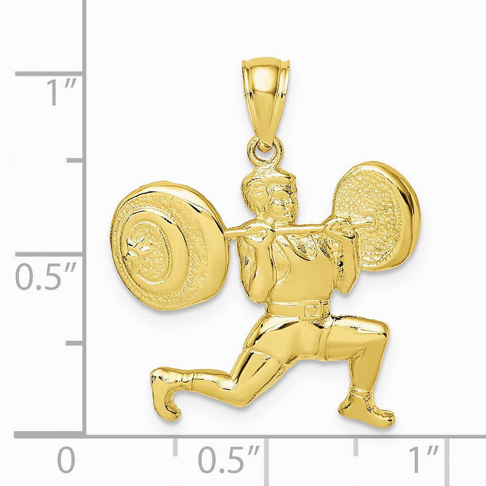 10K / 14K Yellow Gold Solid Polished Weightlifter Charm - Product Photo