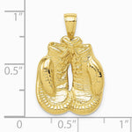 10K / 14K Yellow Gold Solid Polished Open-Backed Boxing Gloves Pendant - Product Photo
