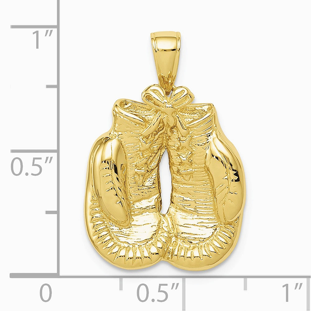 10K / 14K Yellow Gold Solid Polished Open-Backed Boxing Gloves Pendant - Product Photo