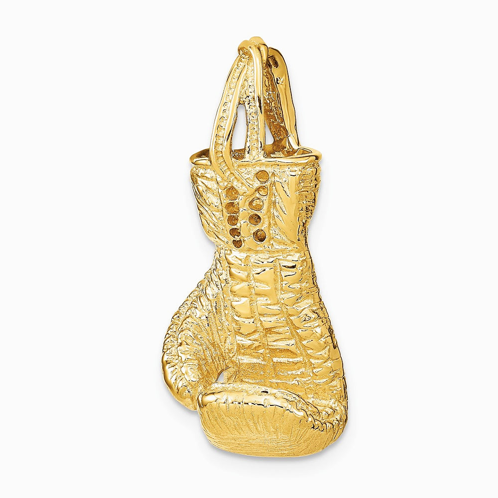 10K / 14K Yellow Gold Hollow Polished 3-D Boxing Glove Pendant - Product Photo