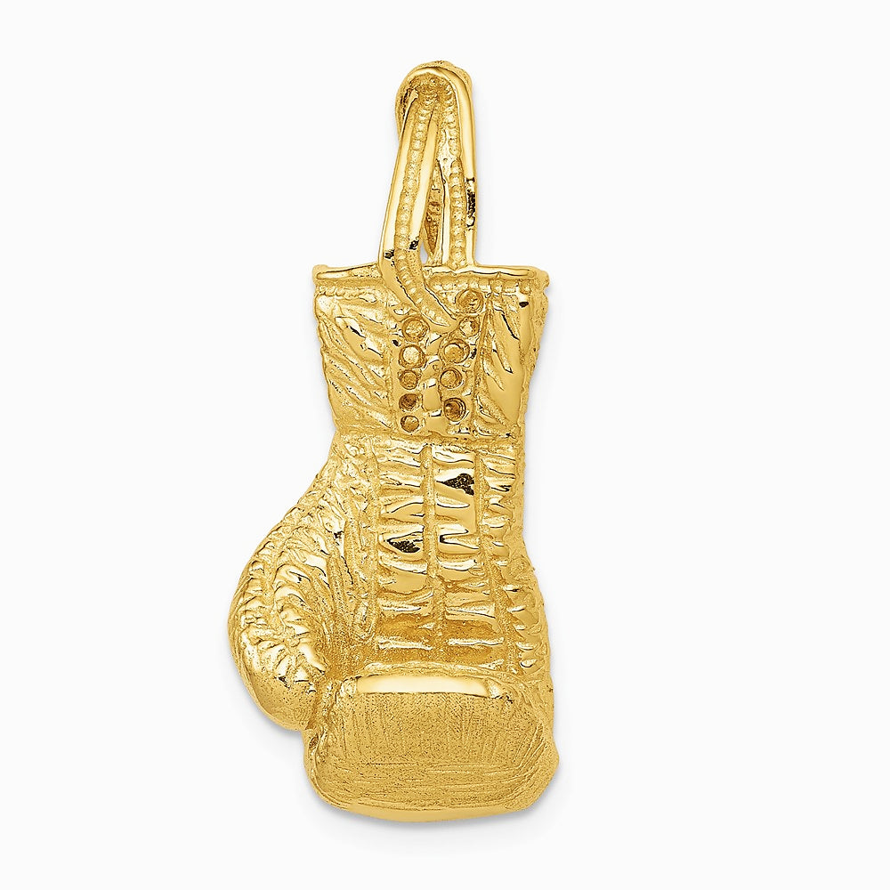 10K / 14K Yellow Gold Hollow Polished 3-D Boxing Glove Pendant