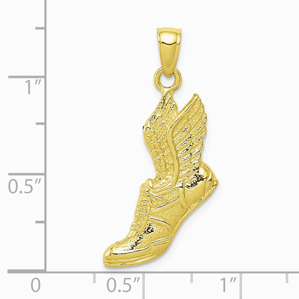 10K / 14K Yellow Gold Polished Running Shoe Pendant - Product Photo