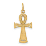 10K / 14K Yellow Gold Solid Flat-Backed Ankh/Egyptian Cross Pendant - Product Photo