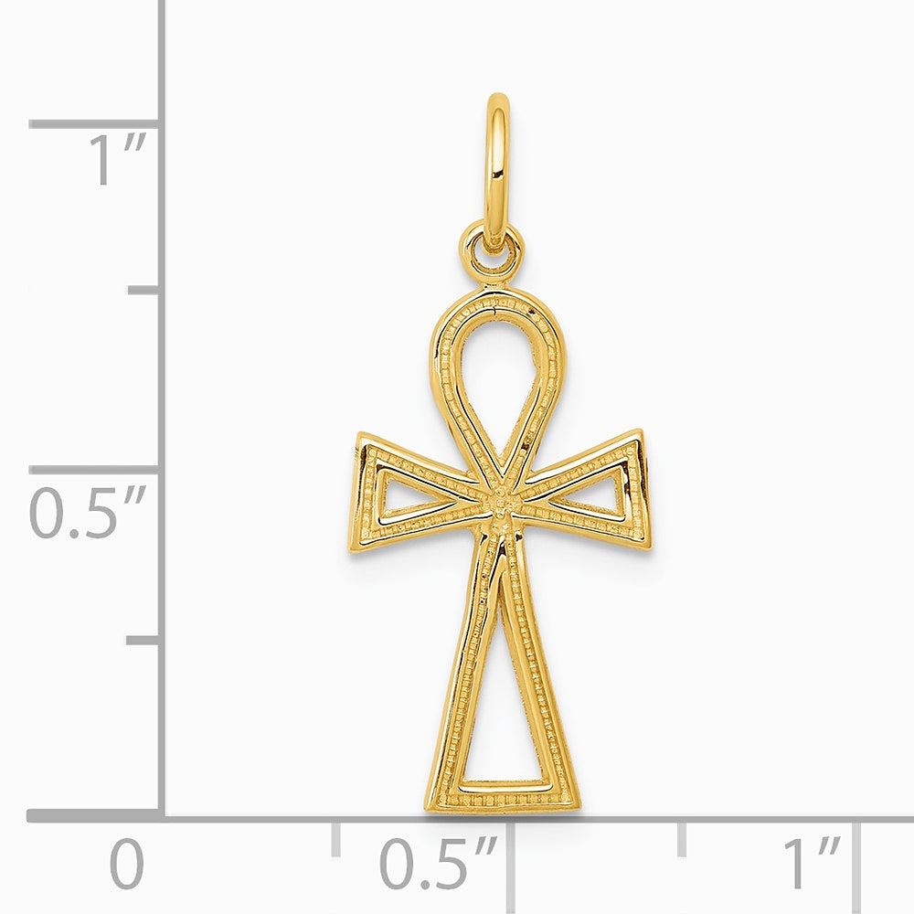 10K / 14K Yellow Gold Ankh Cross Charm - Product Photo