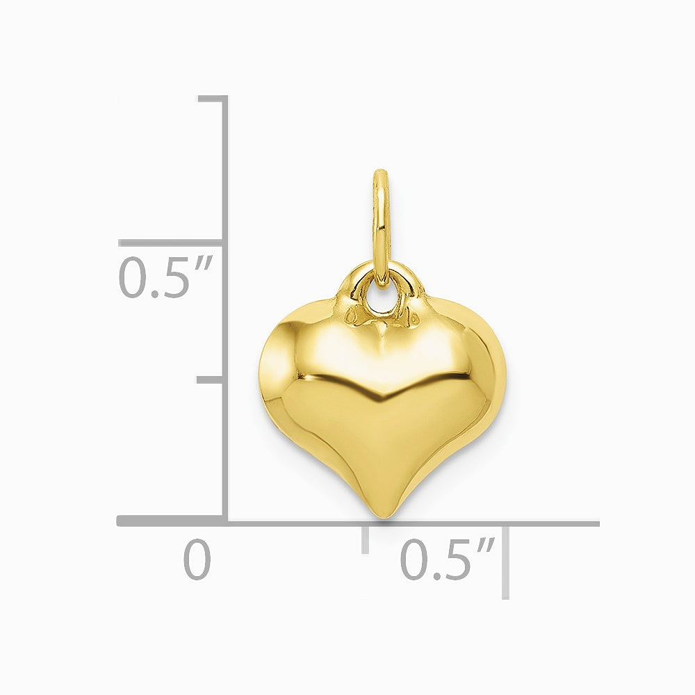 10K / 14K Yellow Gold Polished 3-D Heart Pendant - Product Photo