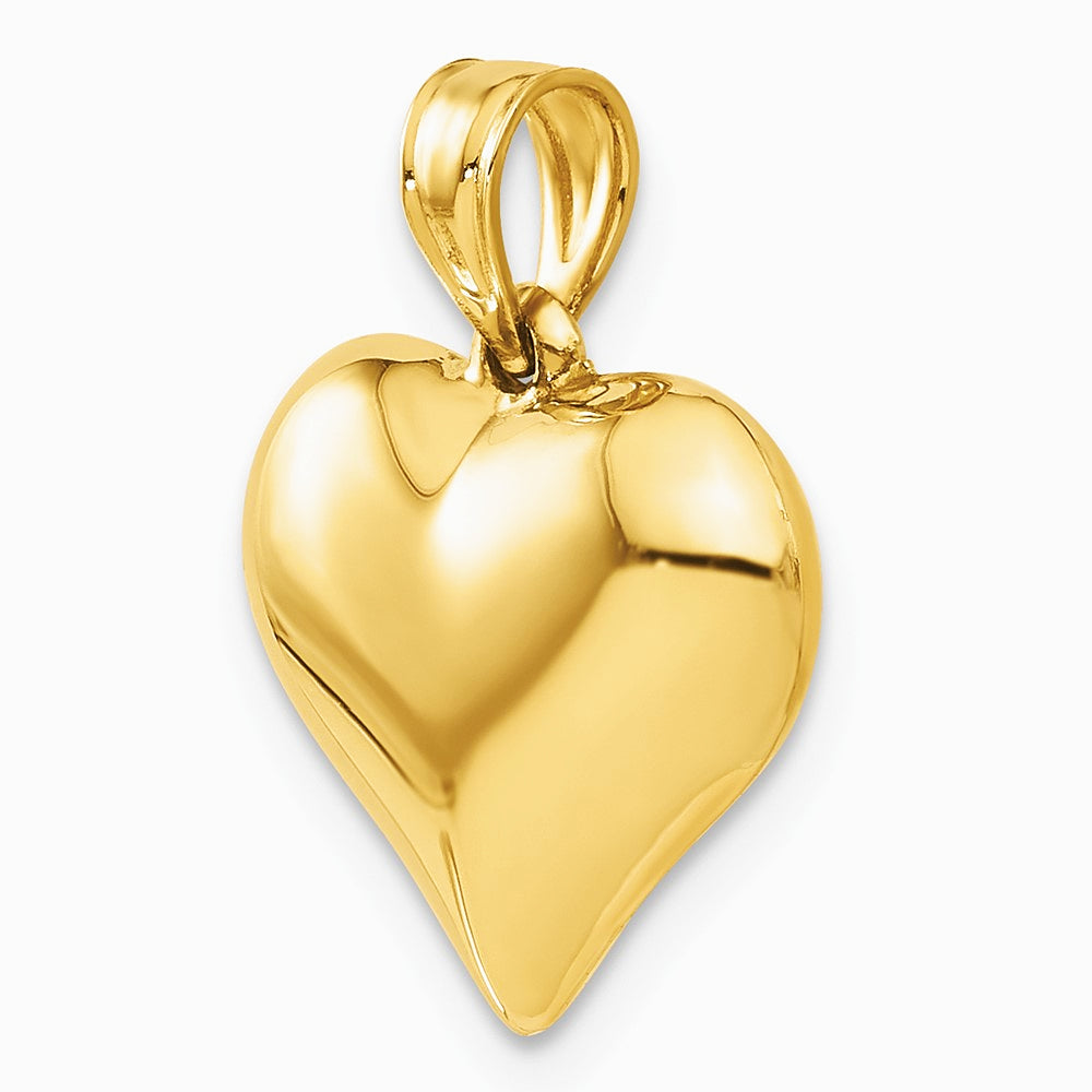 10K / 14K Yellow Gold Polished 3-D Heart Pendant - Product Photo