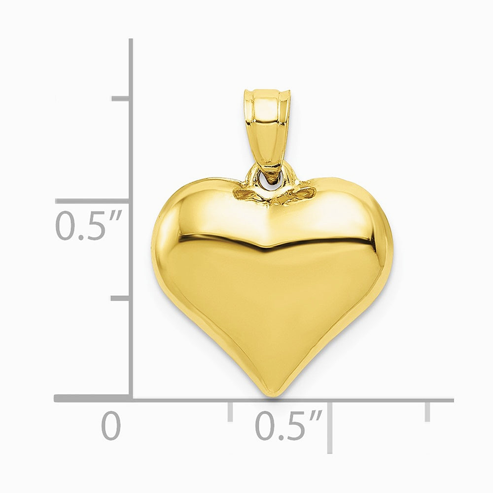 10K / 14K Yellow Gold Polished 3-D Heart Pendant - Product Photo