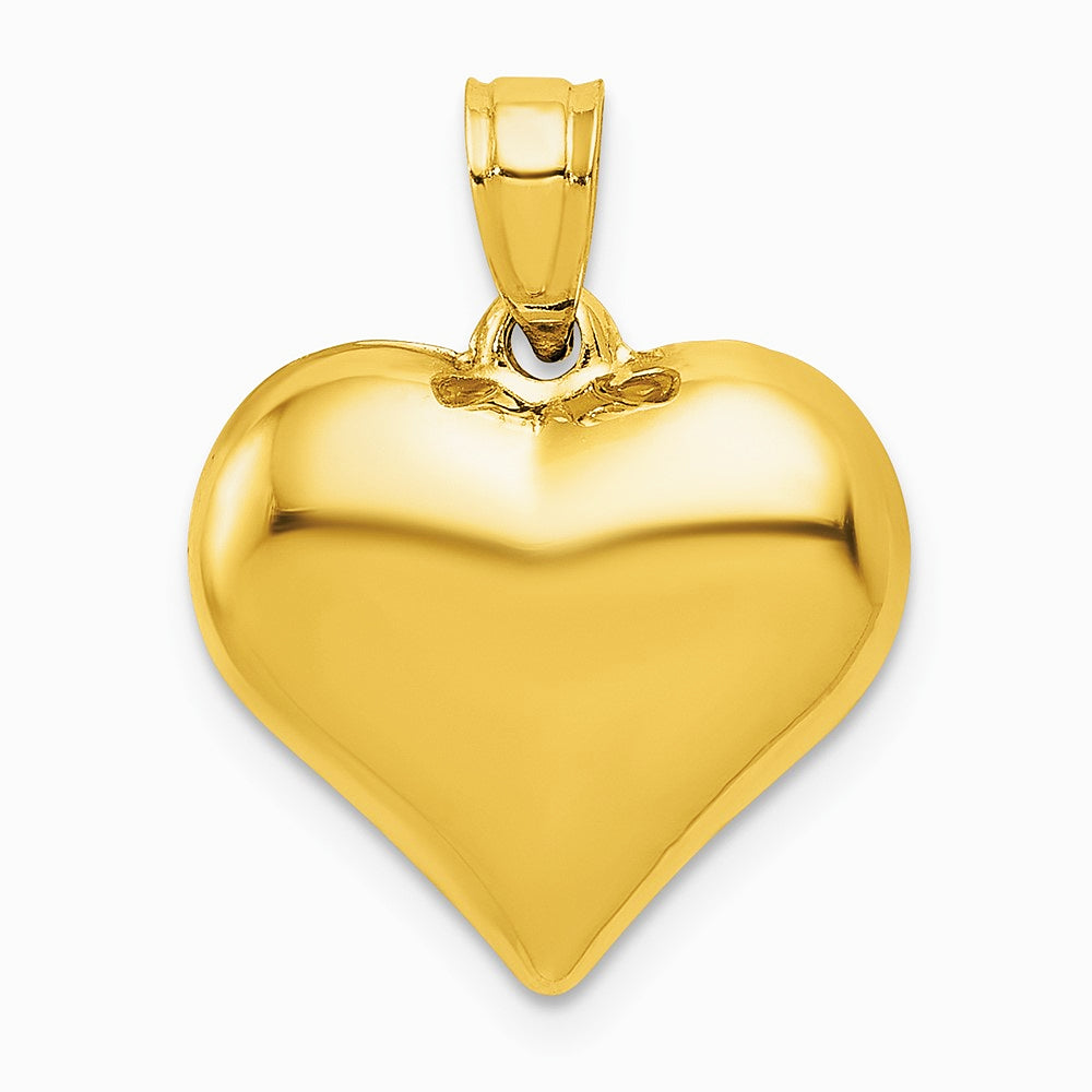 10K / 14K Yellow Gold Polished 3-D Heart Pendant - Product Photo