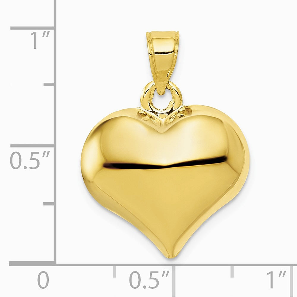 10K / 14K Yellow Gold Polished 3-D Heart Pendant - Product Photo
