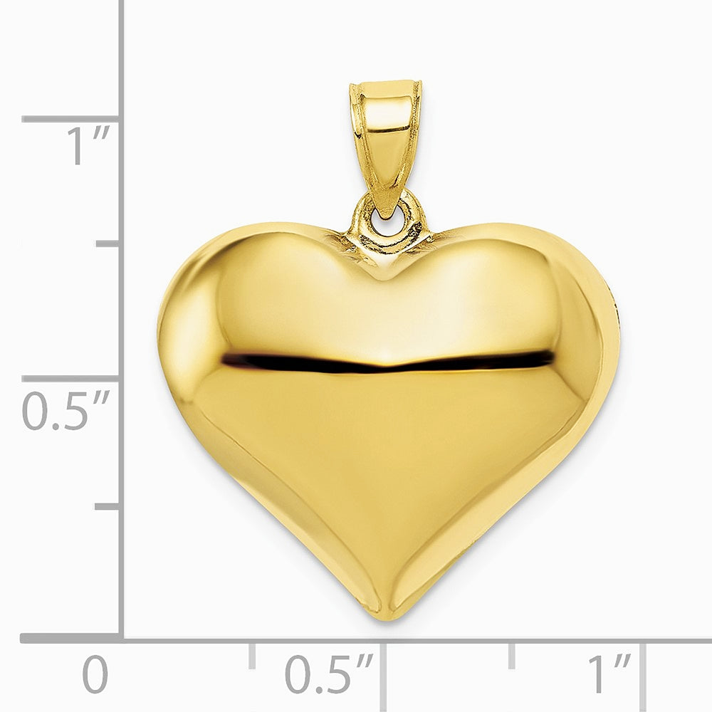 10K / 14K Yellow Gold Polished 3-D Heart Pendant - Product Photo