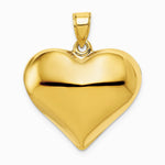 10K / 14K Yellow Gold Polished 3-D Heart Pendant - Product Photo