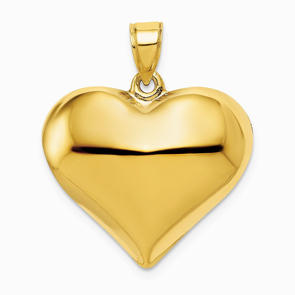 10K / 14K Yellow Gold Polished 3-D Heart Pendant - Product Photo