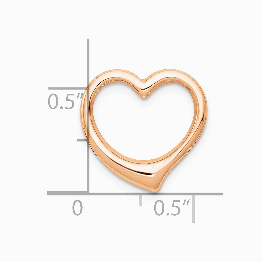 10K / 14K Rose Gold Polished Heart Chain Slide - Product Photo