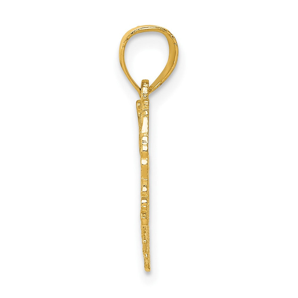 10K / 14K Yellow Gold Polished Floral Border Heart Pendant - Product Photo