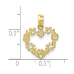 10K / 14K Yellow Gold Polished Floral Border Heart Pendant - Product Photo