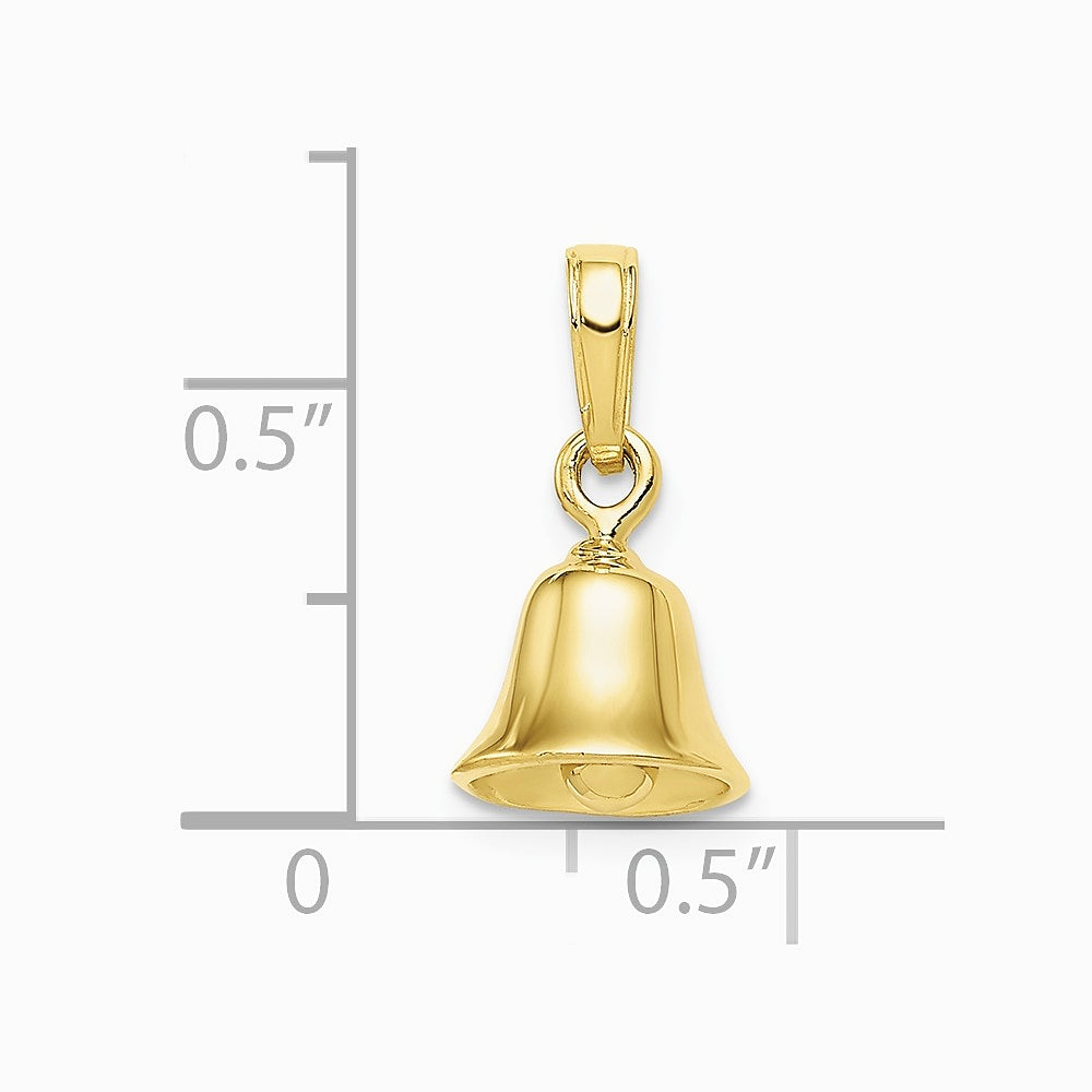 10K / 14K Yellow Gold 3-D Moveable Bell Pendant - Product Photo
