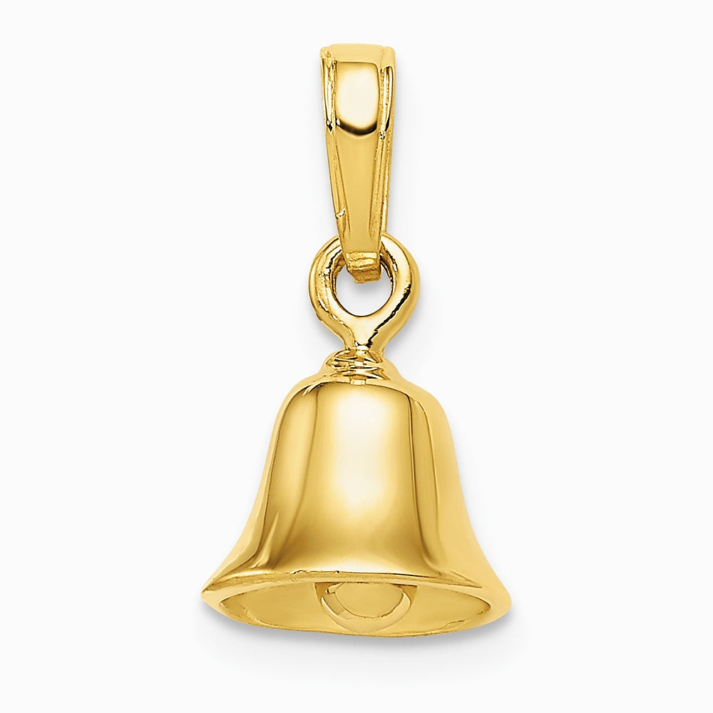 10K / 14K Yellow Gold 3-D Moveable Bell Pendant - Product Photo
