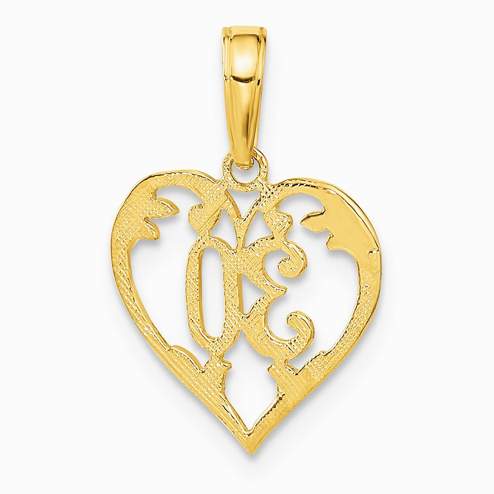 10K / 14K Yellow Gold 30 in Heart Cut-out Pendant - Product Photo