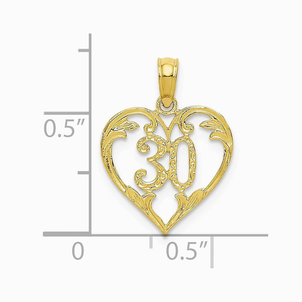 10K / 14K Yellow Gold 30 in Heart Cut-out Pendant - Product Photo