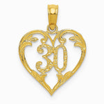 10K / 14K Yellow Gold 30 in Heart Cut-out Pendant - Product Photo