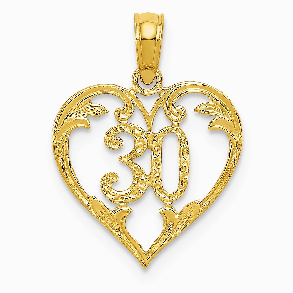 10K / 14K Yellow Gold 30 in Heart Cut-out Pendant - Product Photo